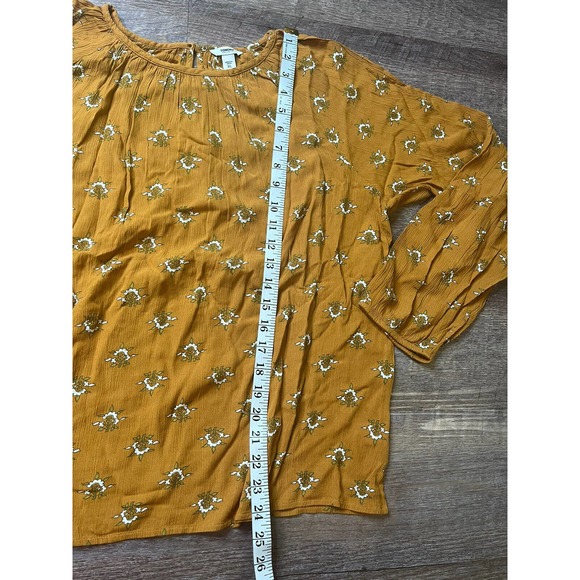 Sonoma Womens Top Size XL Yellow Floral Long Sleeve N8 - Picture 7 of 9